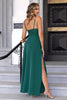 Load image into Gallery viewer, Dark Green Spaghetti Straps Sequin Holiday Dress With Slit