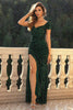 Load image into Gallery viewer, Sparkly Sequin Dark Green Short Sleeve Sweetheart Holiday Dress