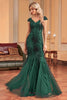 Load image into Gallery viewer, Dark Green Mermaid Sequins Formal Dress