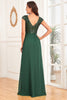 Load image into Gallery viewer, Dark Green V-neck A Line Formal Dress with Sequins