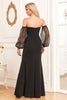 Load image into Gallery viewer, Removable Sleeves Black Sheath Sparkly Formal Dress