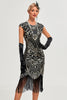 Load image into Gallery viewer, Sparkly Black Beaded Fringed 1920s Gatsby Dress