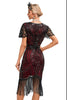 Load image into Gallery viewer, Sparkly Dark Green Beaded Fringed Cap Sleeves 1920s Gatsby Dress