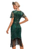 Load image into Gallery viewer, Sparkly Dark Green Beaded Fringed Cap Sleeves 1920s Gatsby Dress