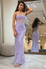 Load image into Gallery viewer, Sparkly Lilac Mermaid Long Corset Formal Dress With Appliques