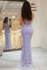 Load image into Gallery viewer, Glitter Lilac Long Corset Appliqued Formal Dress