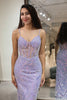 Load image into Gallery viewer, Sparkly Lilac Mermaid Long Corset Formal Dress With Appliques