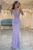 Load image into Gallery viewer, Glitter Lilac Long Corset Appliqued Formal Dress