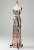 Load image into Gallery viewer, Sparkly Two-piece Sheath Formal Dress with Fringes