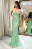 Load image into Gallery viewer, Glitter Green Mermaid Long Sequined Formal Dress