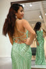 Load image into Gallery viewer, Glitter Green Mermaid Long Sequined Formal Dress