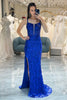 Load image into Gallery viewer, Sparkly Royal Blue Mermaid Long Formal Dress With Slit