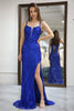 Load image into Gallery viewer, Glitter Royal Blue Mermaid Long Formal Dress With Slit