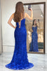 Load image into Gallery viewer, Sparkly Royal Blue Mermaid Long Formal Dress With Slit