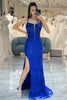 Load image into Gallery viewer, Sparkly Royal Blue Mermaid Long Formal Dress With Slit