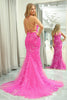 Load image into Gallery viewer, Fuchsia Mermaid Backless Long Formal Dress With Appliques