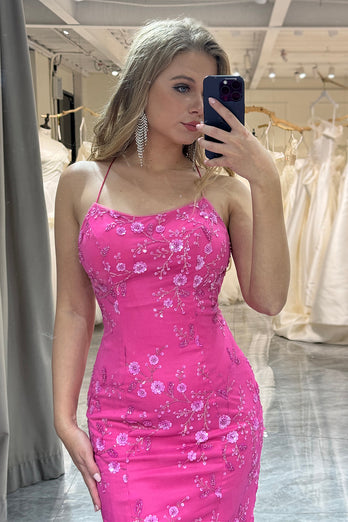 Fuchsia Mermaid Long Formal Dress With Appliques