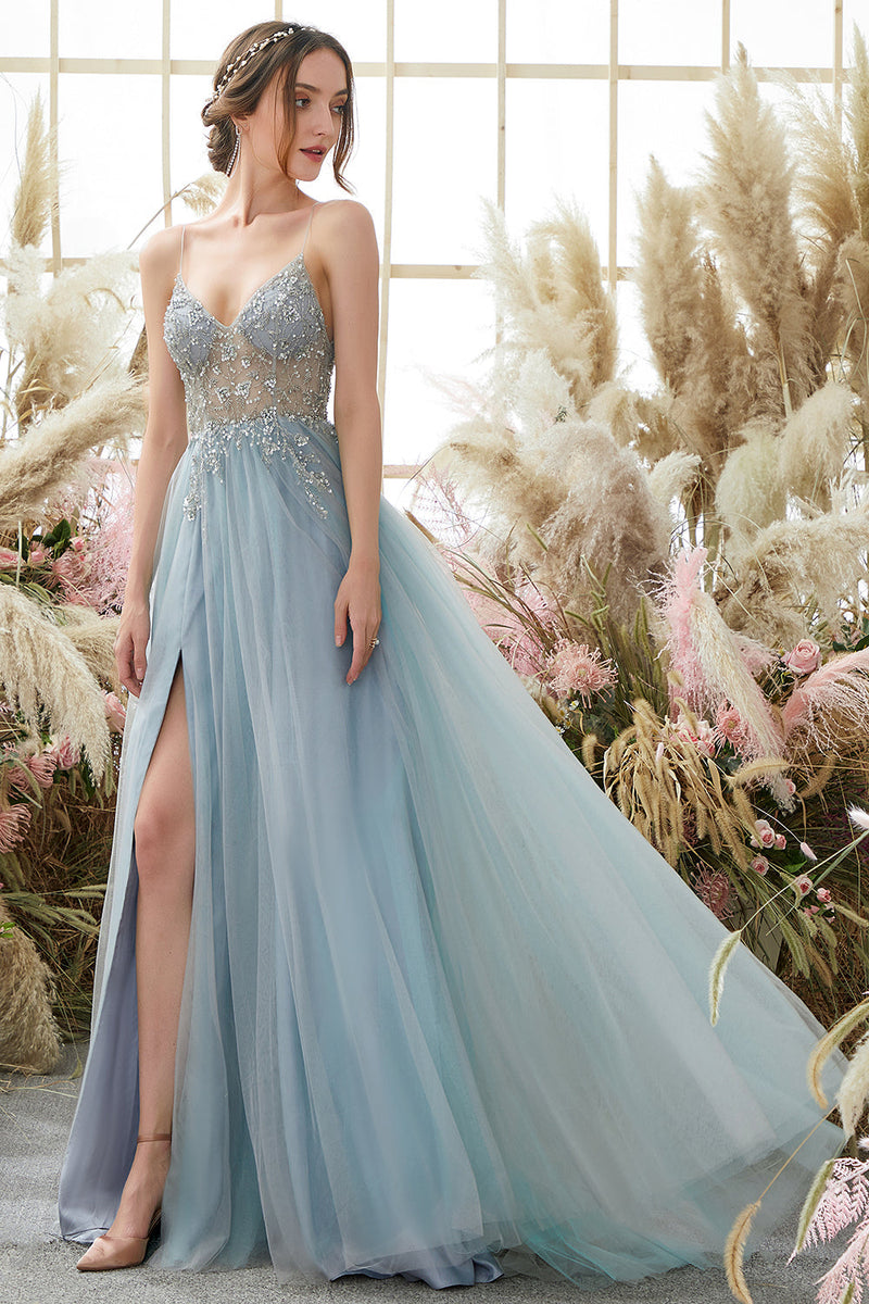 Load image into Gallery viewer, Lavender Tulle A-line Formal Dress with Beading