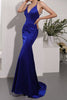 Load image into Gallery viewer, Satin Backless Royal Blue Long Formal Dress