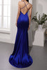 Load image into Gallery viewer, Satin Backless Royal Blue Long Formal Dress