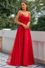 Load image into Gallery viewer, Spaghetti Straps Red Long Formal Dress with Beading