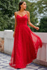 Load image into Gallery viewer, Spaghetti Straps Red Long Formal Dress with Beading