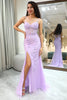 Load image into Gallery viewer, Lilac Mermaid Long Corset Appliqued Formal Dress With Slit