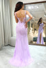 Load image into Gallery viewer, Lilac Mermaid Long Corset Appliqued Formal Dress With Slit