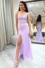 Load image into Gallery viewer, Lilac Mermaid Long Corset Appliqued Formal Dress With Slit