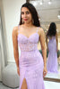 Load image into Gallery viewer, Lilac Mermaid Long Corset Appliqued Formal Dress With Slit