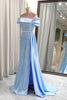 Load image into Gallery viewer, Glitter Light Blue Sheath Long Sequined Formal Dress With Slit