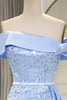 Load image into Gallery viewer, Sparkly Light Blue Long Sequined Formal Dress With Slit