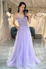 Load image into Gallery viewer, A Line Light Purple Long Formal Dress With Appliques