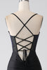 Load image into Gallery viewer, Black Mermaid Spaghetti Straps Long Corset Formal Dress With Beading