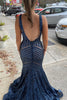 Load image into Gallery viewer, Light Purple Deep V Neck Sequin Mermaid Formal Dress