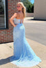 Load image into Gallery viewer, Light Blue Sweetheart Lace-Up Long Mermaid Formal Dress with Appliques