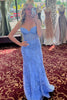 Load image into Gallery viewer, Light Blue Sweetheart Lace-Up Long Mermaid Formal Dress with Appliques