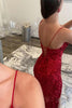 Load image into Gallery viewer, Hot Pink Sequins Glitter Formal Dress with Slit