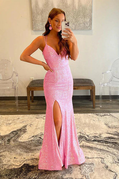 Pink Sequins Mermaid Formal Dress