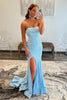 Load image into Gallery viewer, Blue Strapless Mermaid Formal Dress