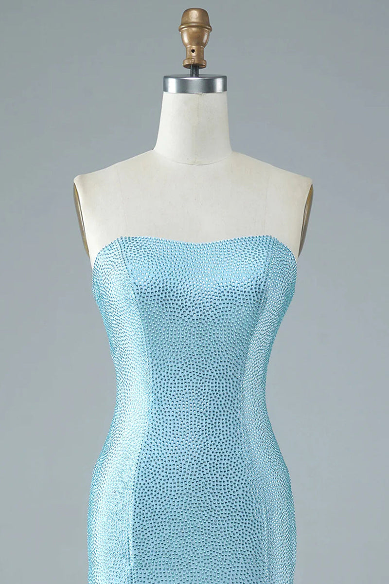 Load image into Gallery viewer, Blue Strapless Mermaid Formal Dress