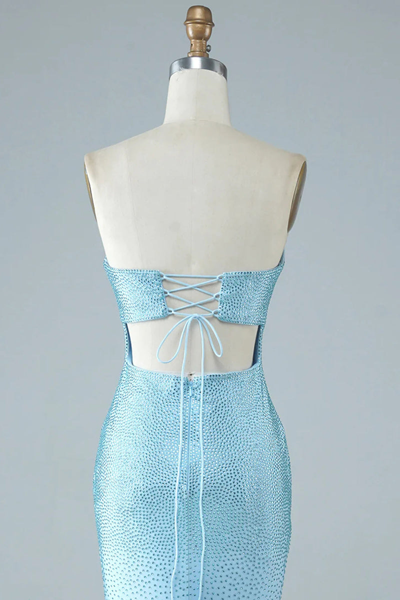 Load image into Gallery viewer, Blue Strapless Mermaid Formal Dress