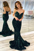 Load image into Gallery viewer, Strapless Sequins Black Mermaid Formal Dress