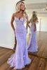 Load image into Gallery viewer, Light Purple Sweetheart Lace-Up Long Mermaid Formal Dress with Appliques