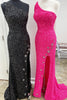 Load image into Gallery viewer, Fuchsia Stars Sequins Formal Dress