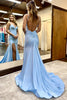 Load image into Gallery viewer, Blue Beading Formal Dress with Slit