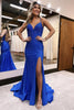 Load image into Gallery viewer, Blue Beading Formal Dress with Slit