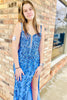 Load image into Gallery viewer, Sparkly Blue Sheath Sequins Long Formal Dress with Slit