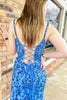 Load image into Gallery viewer, Sparkly Blue Sheath Sequins Long Formal Dress with Slit