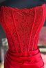 Load image into Gallery viewer, Sparkly Red Sheath Corset Long Formal Dress with Lace